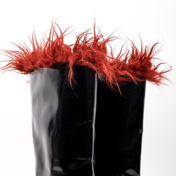 Marni Faux-Fur Trimmed Black Patent Leather Boots - Picture 9 of 10